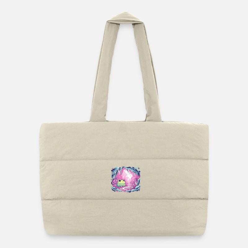 Grenouille dans le chaudron de cristal rose Sac shopping matelassé