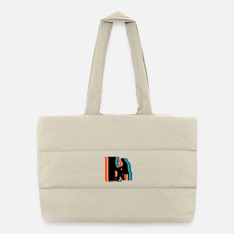 Cadeau musical Retro Silhouette Piano Player Sac shopping matelassé