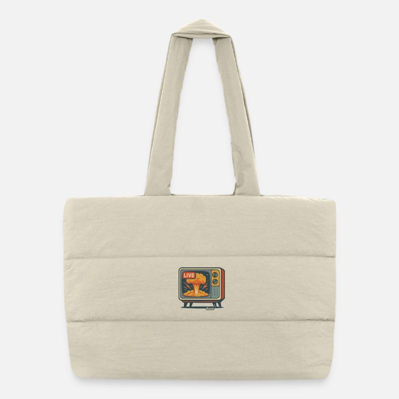 Retro TV Live Explosion Puffer-Einkaufstasche
