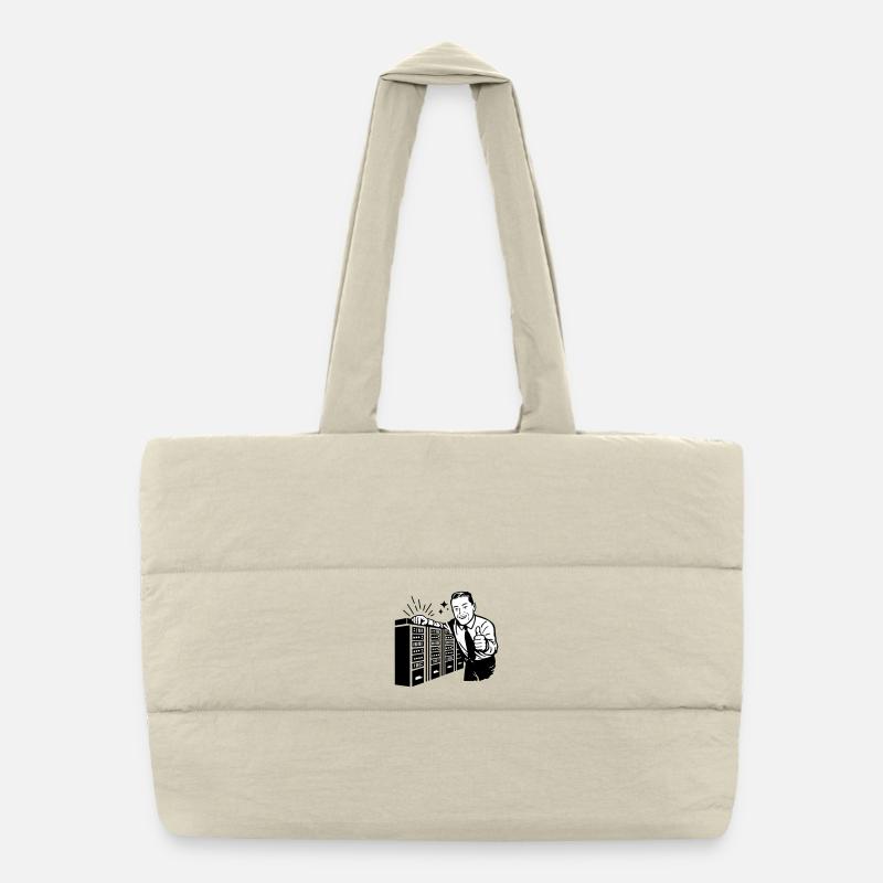 Retro IT Admin Smiling – Vintage Tech Support Puffer Shopping Bag