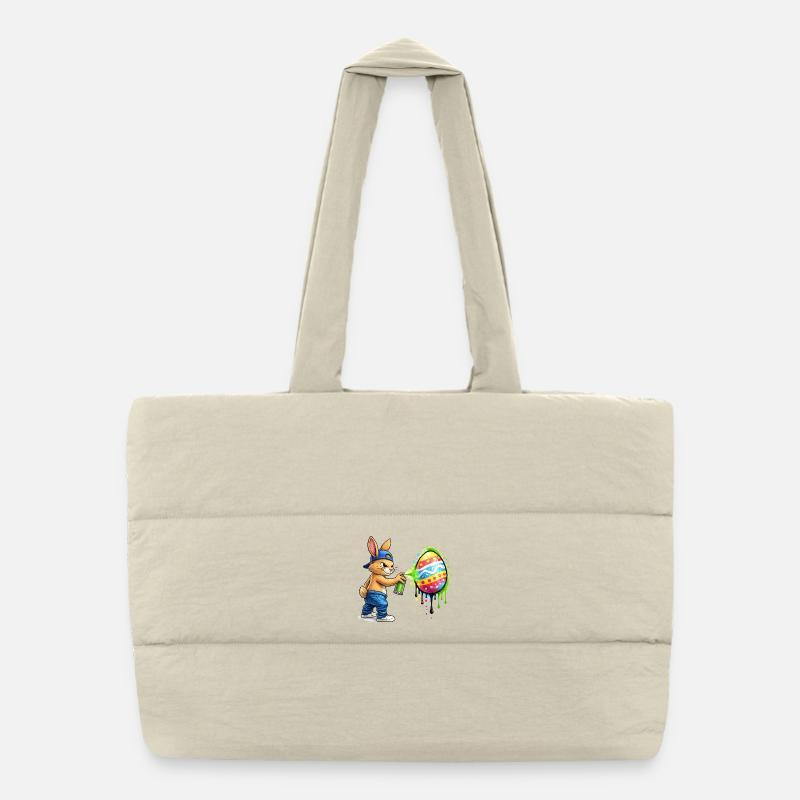 Graffiti Hase mit Osterei Puffer-Einkaufstasche