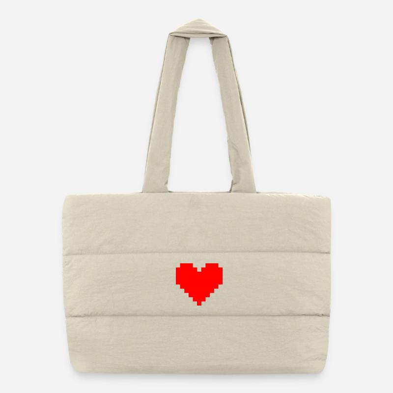 Pixel Red Heart Pixel Art Puffer-Einkaufstasche