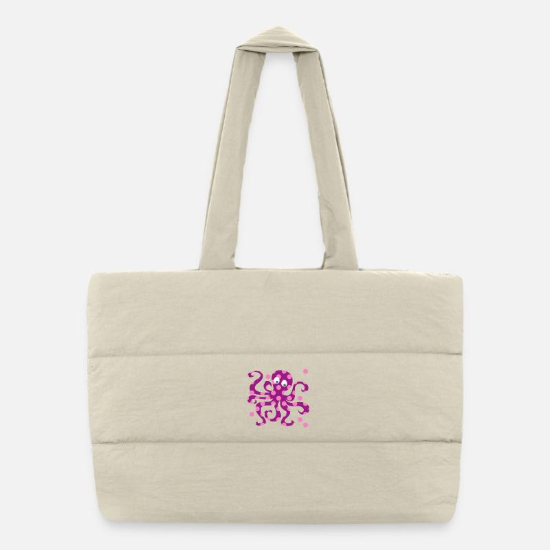 Octopus Dots Squid Pink Nursery Puffer Shopping Bag