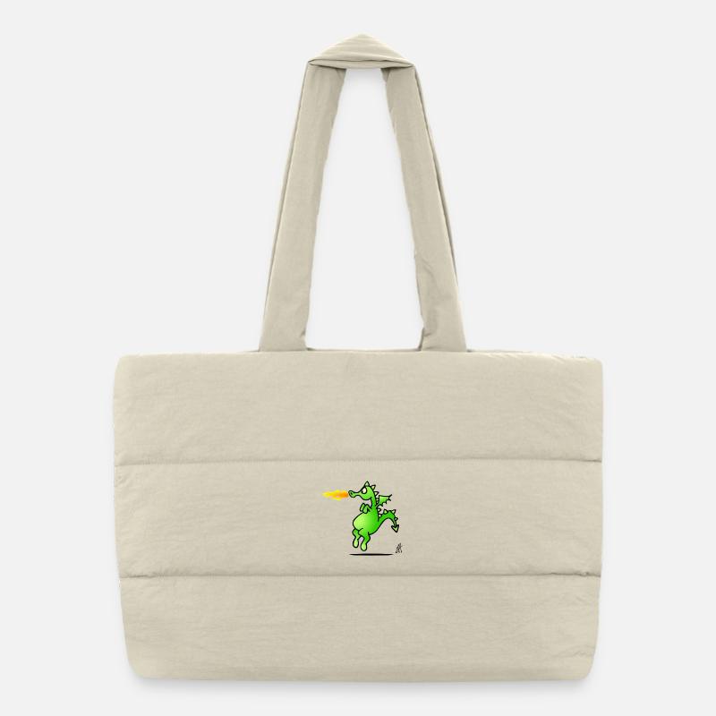 Fiery Dragon Cartoon Design Puffer Shopping Bag