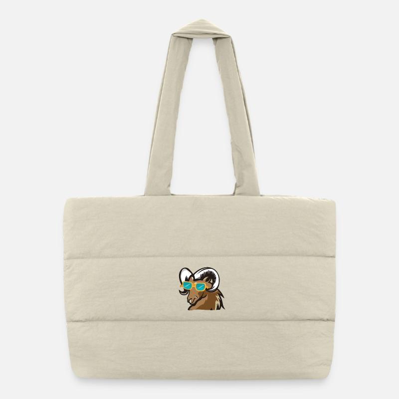 Ram with sunglasses - Puffer Shopping Bag - natural