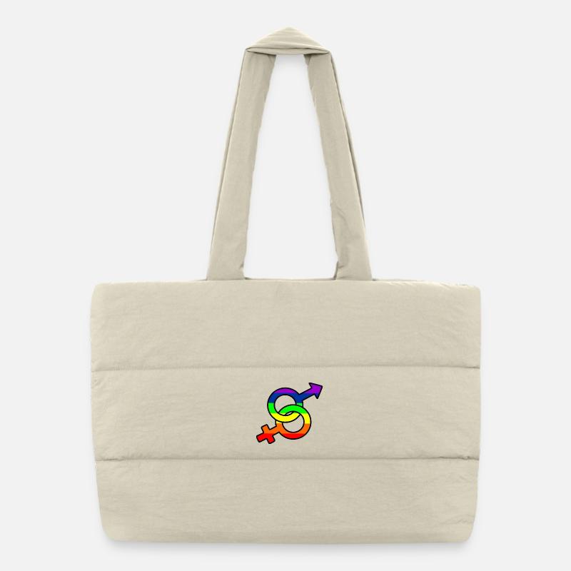 Gender hetero logo with rainbow Puffer Shopping Bag