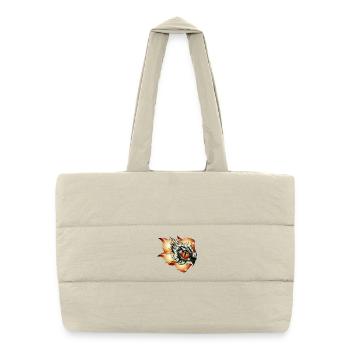 Tatouage de l’œil magique d’un dragon en flammes - Sac shopping matelassé - blanc naturel - Devant