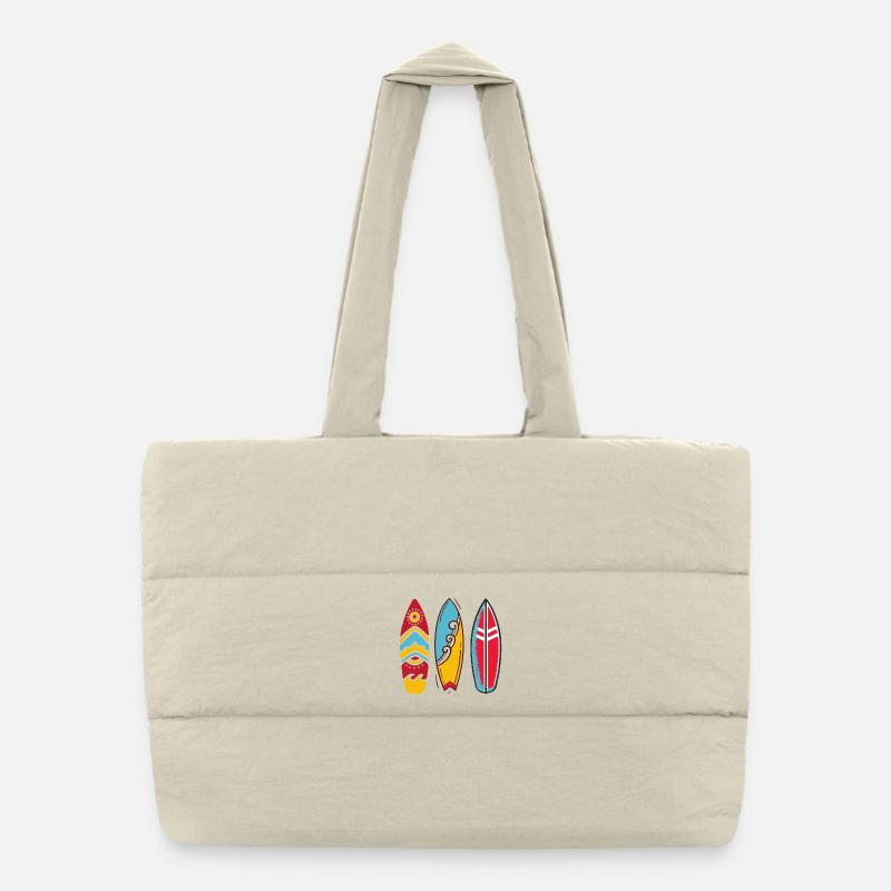 Three pop art surf boards Puffer Shopping Bag