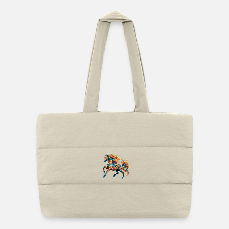 Cheval - Sac shopping matelassé - blanc naturel