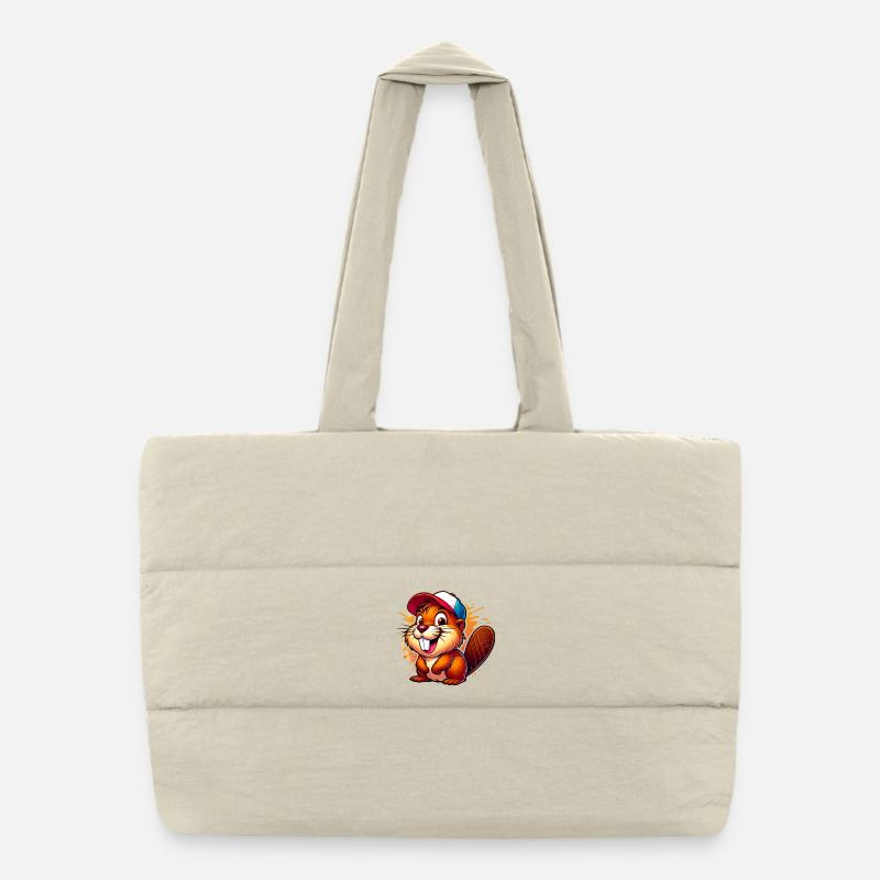 Biber mit Baseballkappe Puffer-Einkaufstasche