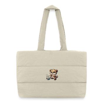 Cheerful bear playing with a soccer ball - Puffer Shopping Bag - natural - Front