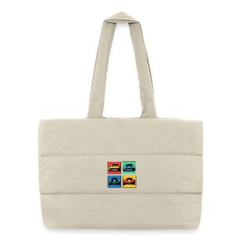 Voitures rétro - Sac shopping matelassé - blanc naturel - Devant
