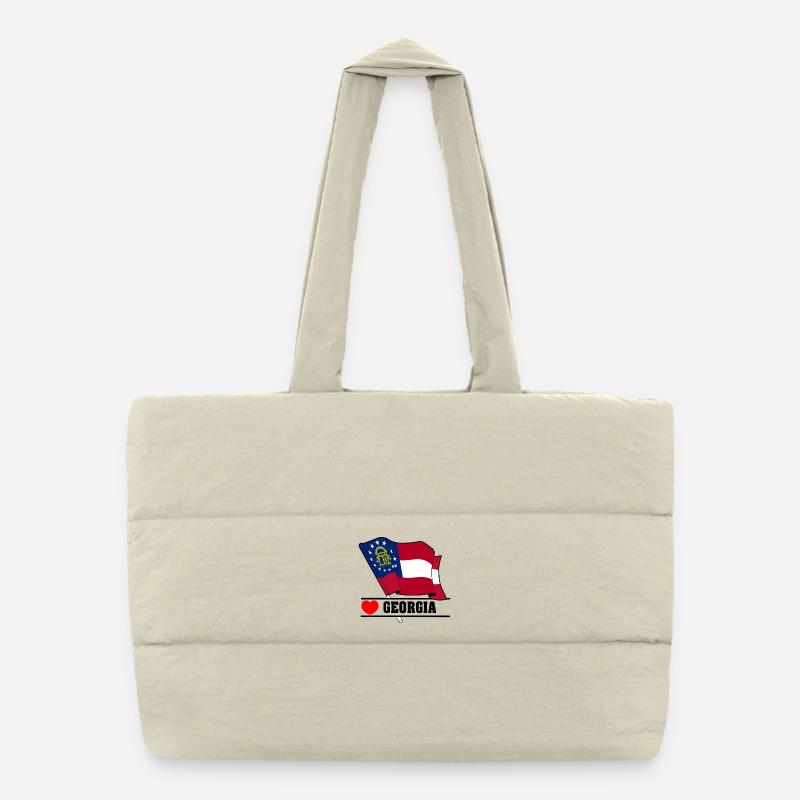 Drapeau Géorgie coeur GÉORGIE Sac shopping matelassé