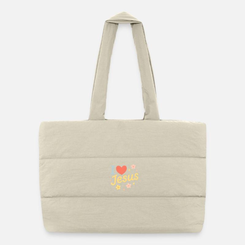 Ich liebe Jesus Puffer-Einkaufstasche