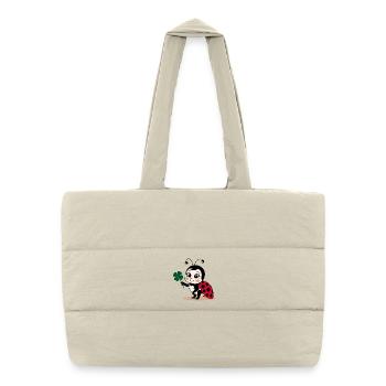 Ladybug trèfle Porte-bonheur Symbole porte-bonheur - Sac shopping matelassé - blanc naturel - Devant