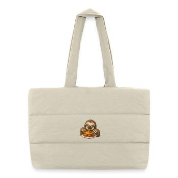 paresseux mignon avec lasagne dessin animé joie comique - Sac shopping matelassé - blanc naturel - Devant