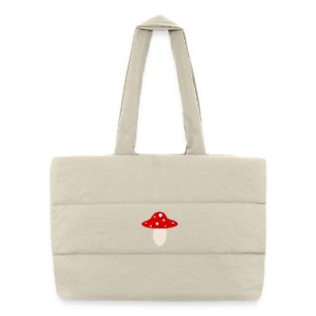 Whimsical Red Mushroom Illustration - Puffer Shopping Bag - natural - Front