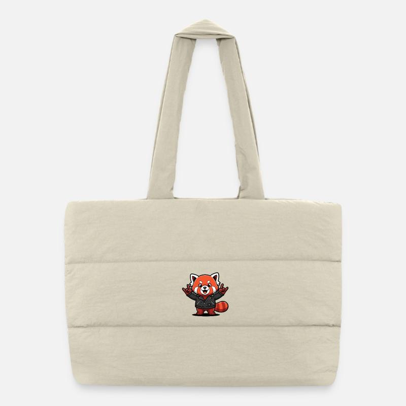 Roter Panda in Lederjacke Puffer-Einkaufstasche