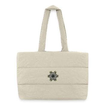 Étoile géométrique en spirale bleu-vert - Sac shopping matelassé - blanc naturel - Devant