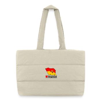 Drapeau du Burgenland avec le cœur - Sac shopping matelassé - blanc naturel - Devant