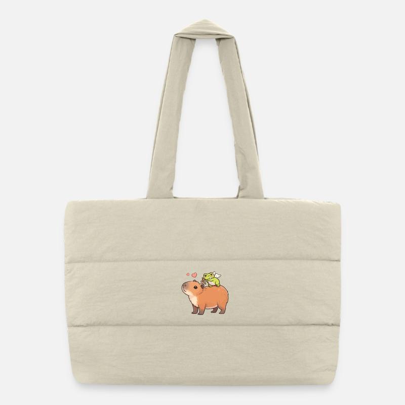 Capybara & Amor-Frosch – Süßes Valentinsmotiv Puffer-Einkaufstasche