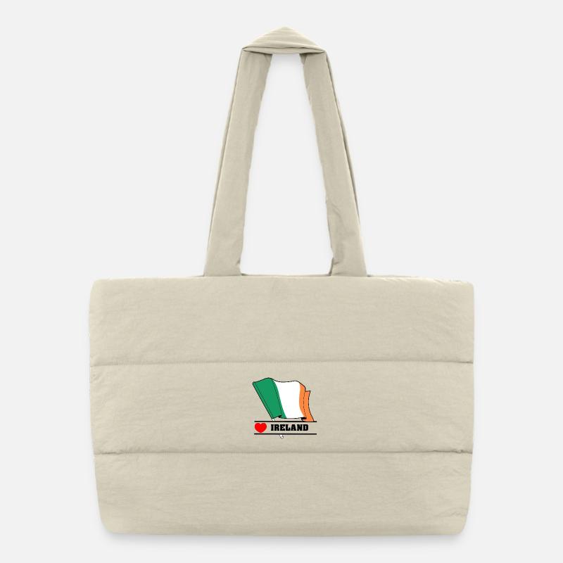 Drapeau irlandais avec cœur Sac shopping matelassé