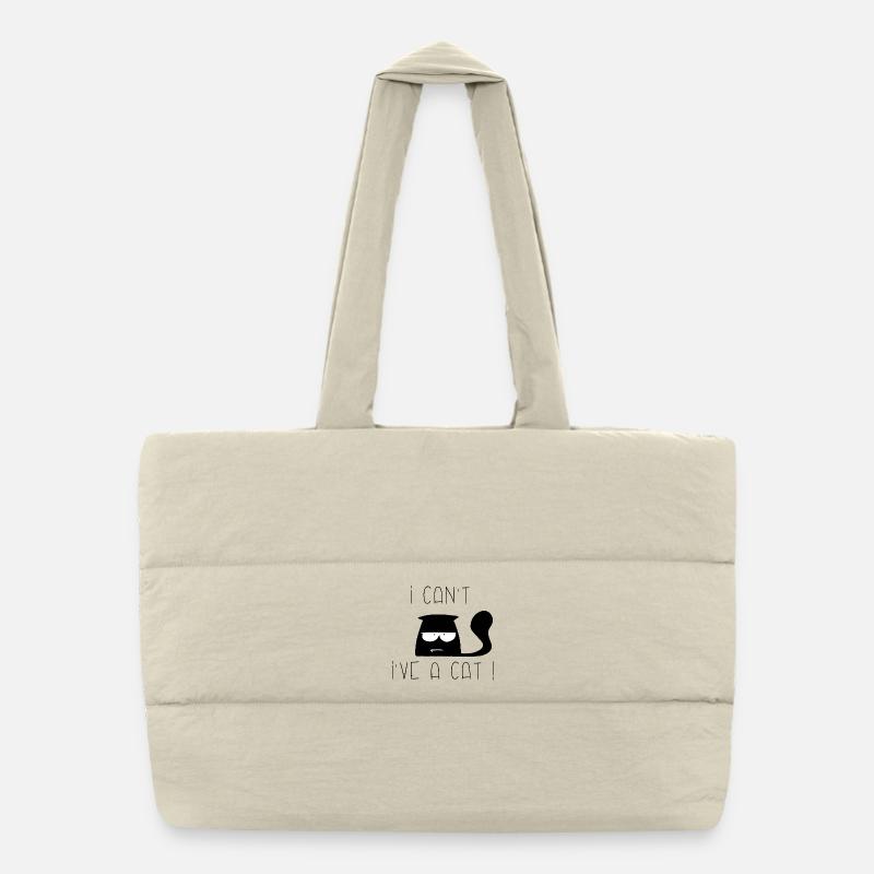 I can't, I've cat tired ! - Sac shopping matelassé - blanc naturel