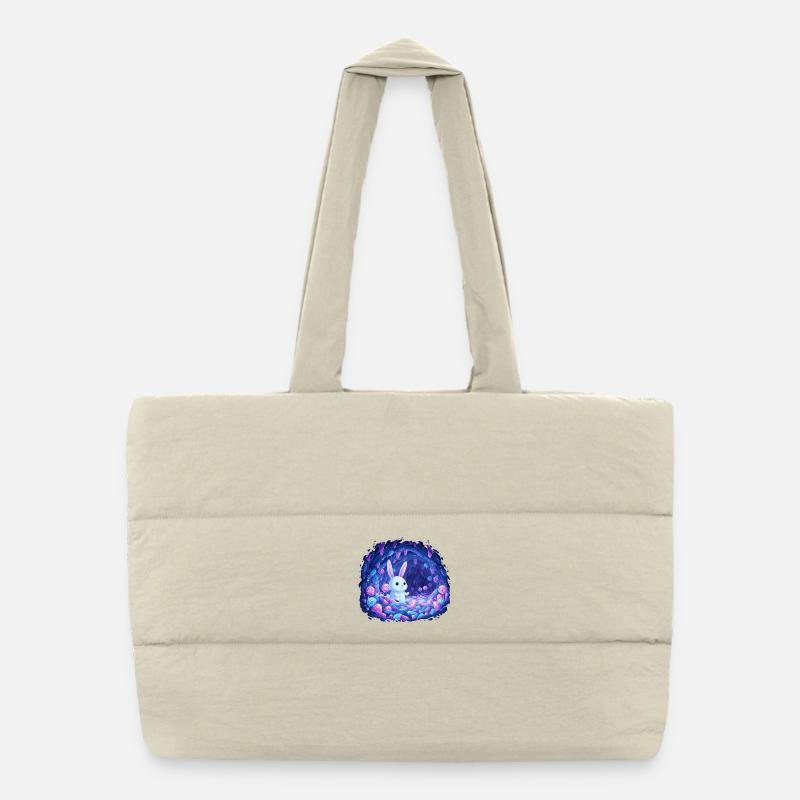 Blue Rabbit in the Crystal Forest Puffer Shopping Bag