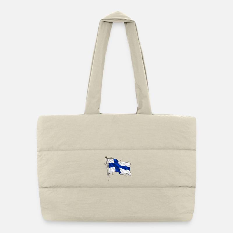 Finland Flag - Puffer Shopping Bag - natural