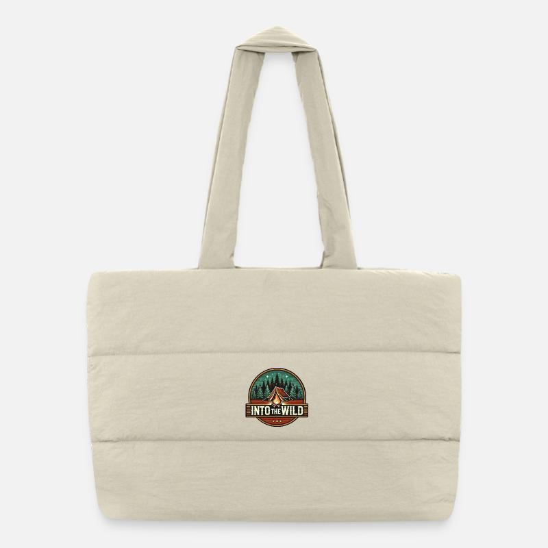 Into The Wild Camping Nature Campfire Outdoor Puffer Shopping Bag