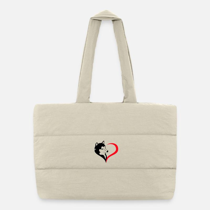 Husky avec silhouette en forme de cœur Sac shopping matelassé