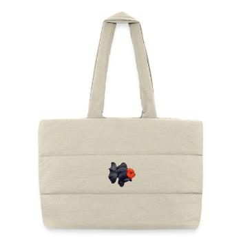 Oranda de grade noir avec poisson rouge du quartier général des Cheveux Rouges - Sac shopping matelassé - blanc naturel - Devant