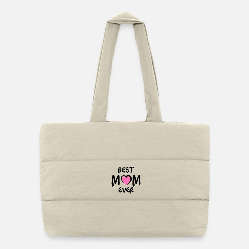 Beste Mama aller Zeiten Pinkes Herz-Muttertags-Shirt Puffer-Einkaufstasche