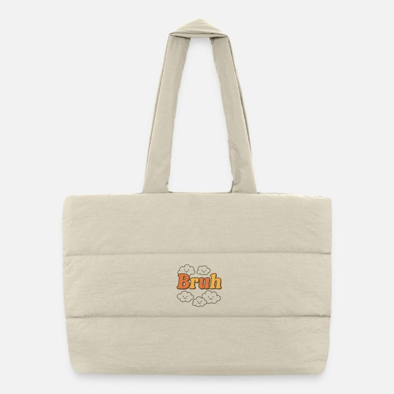 Bruh Clouds Glitter-Typografie Puffer-Einkaufstasche
