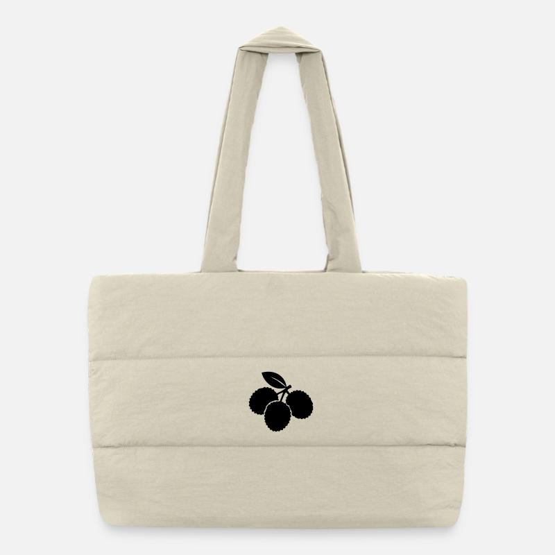 Lychee Silhouette – Exotic Fruit Design Puffer Shopping Bag