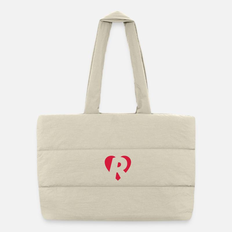 Herz R - I love R - Buchstabe R Puffer-Einkaufstasche