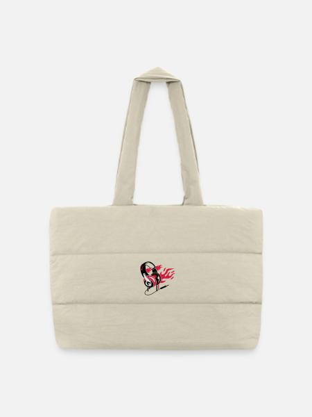 Kopfhörer und Flammen - Gesteppte Shopping Bag - Naturweiß