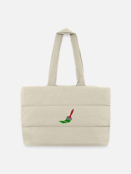 Kreative Maler Pinsel Illustration - Gesteppte Shopping Bag - Naturweiß