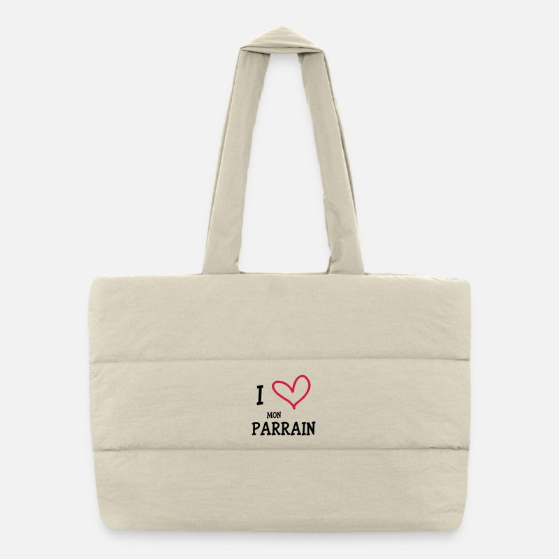 I Love Mon Parrain Puffer Shopping Bag