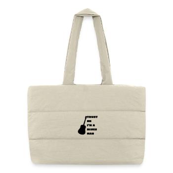 Blues man, musicien, instrument, guitare # - Sac shopping matelassé - blanc naturel - Devant