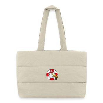 Cool seagull with hat pipe and lifebuoy - Puffer Shopping Bag - natural - Front