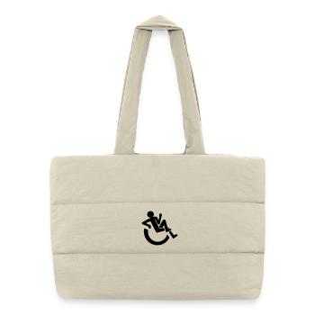 Utilisateur de fauteuil roulant détendu, roller, handicapé # - Sac shopping matelassé - blanc naturel - Devant