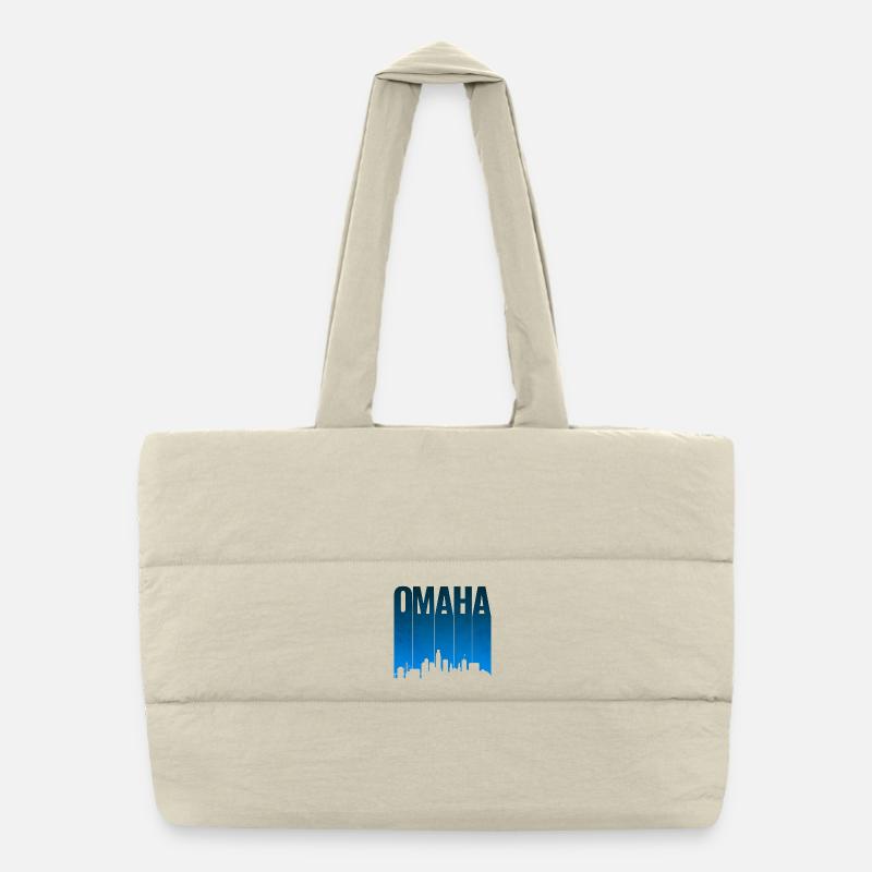 Omaha Skyline Blue Gradient Puffer Shopping Bag