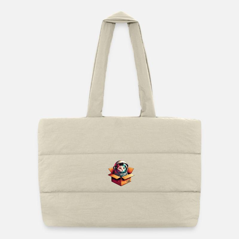 Chat astronaute Sac shopping matelassé