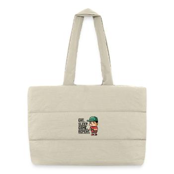 Pixel Art Gamer Lifestyle Design - Sac shopping matelassé - blanc naturel - Devant