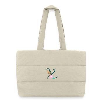 Elegant letter 'X' with flowers - Puffer Shopping Bag - natural - Front