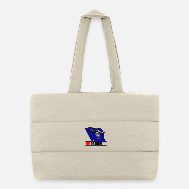 Flag Oregon heart OREGON Puffer Shopping Bag