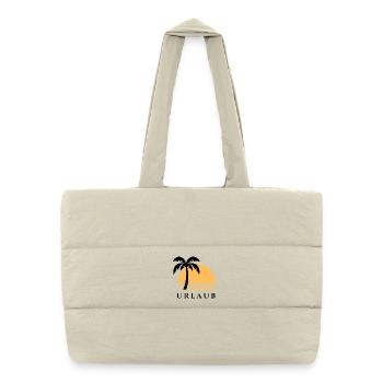 Urlaub mit Palme und Sonnenuntergang - Gesteppte Shopping Bag - Naturweiß - Vorne