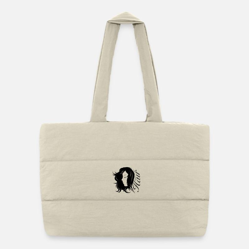 Silhouette de fille avec typographie cheveux Sac shopping matelassé