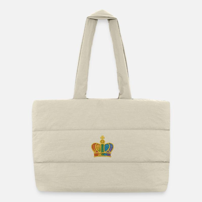 Colorful glitter crown design Puffer Shopping Bag